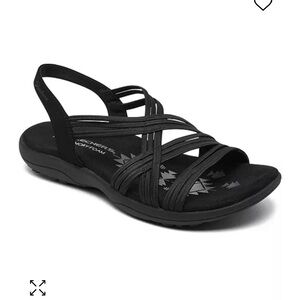 NWB Skechers vegan black stretch sandals sz8